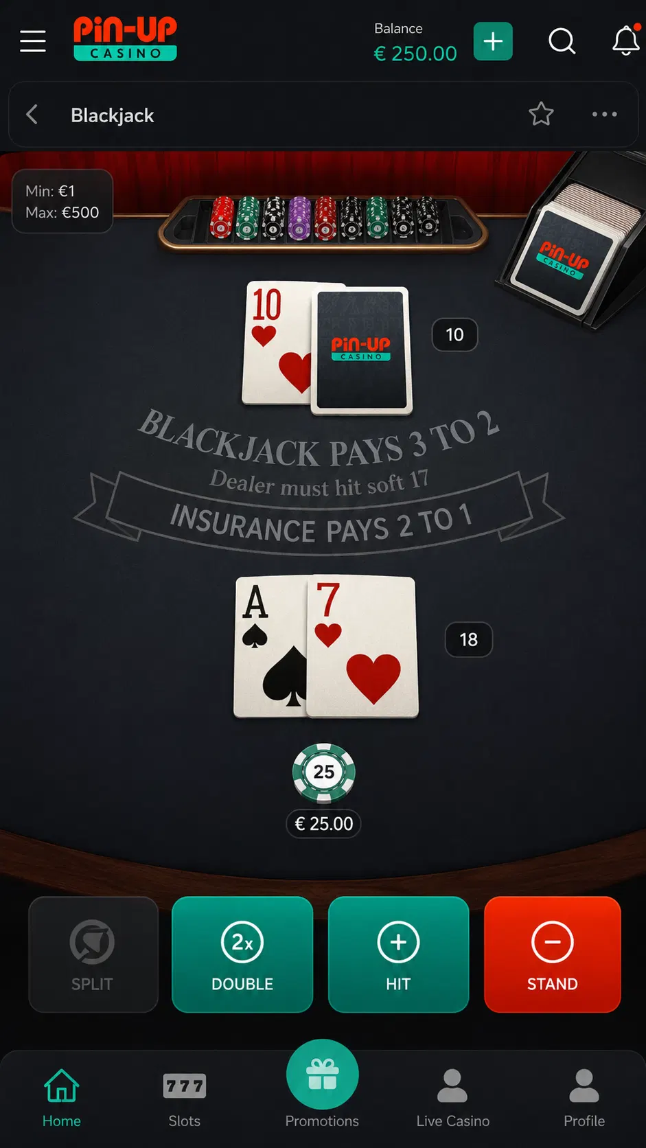 Pin Up casino interface screenshot 5